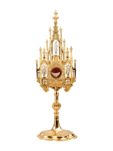 Ostensorio "neogótico" dorado H 39 cm