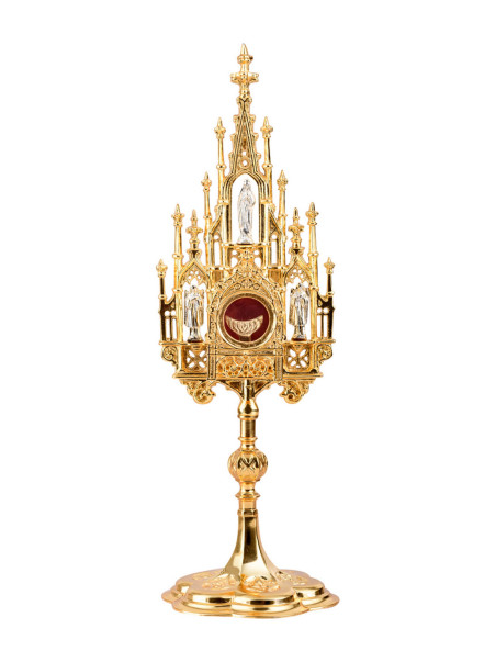 Ostensorio "neogótico" dorado H 39 cm