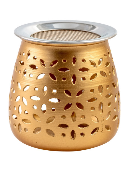 Quemador de incienso aluminio oro H 8 cm