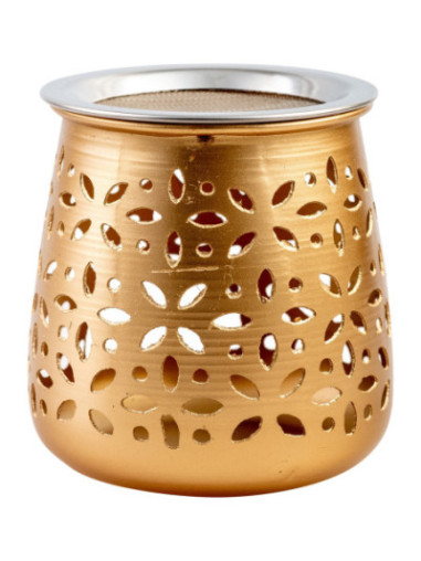 Quemador de incienso aluminio oro H 11 cm