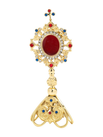 Relicario dorado con piedras H 23 cm