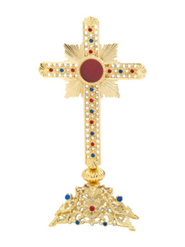 Relicario con piedras dorado H 28 cm