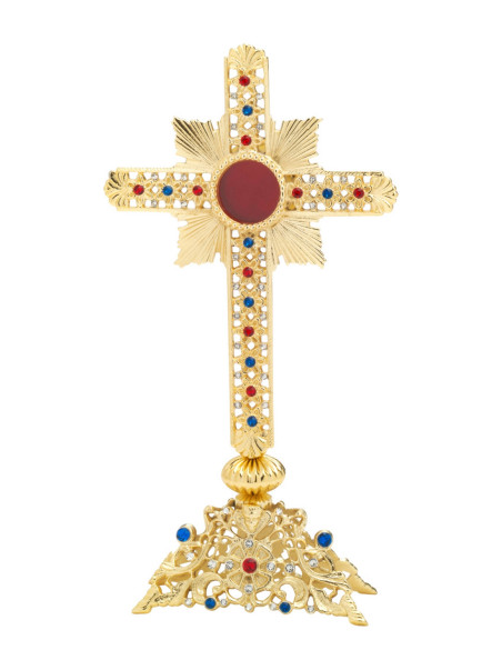 Relicario con piedras dorado H 28 cm