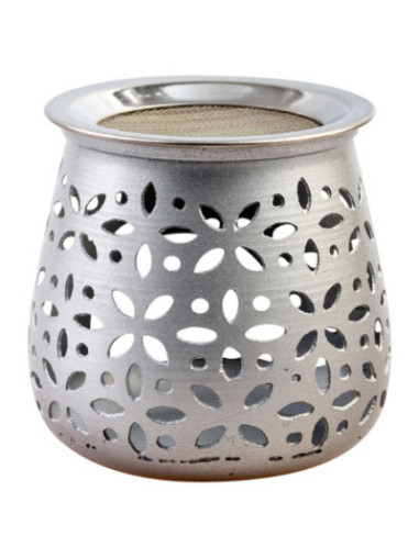 Quemador de incienso aluminio plata H 8 cm