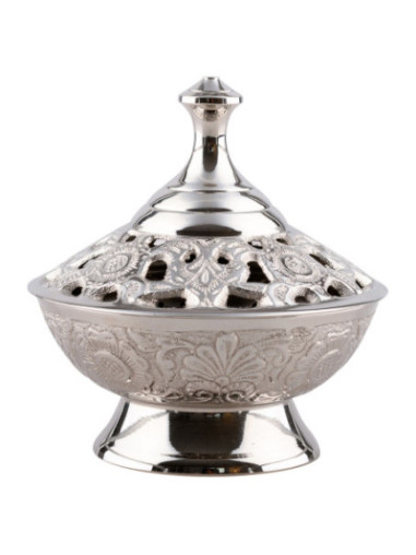 Cuenco de incienso niquelado H 11 cm D 9 cm