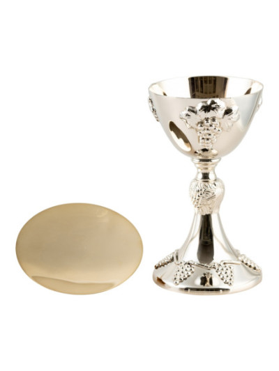 Cáliz niquelado, interior dorado H 21,5 cm