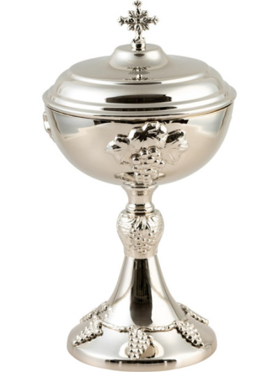 Copón niquelado, interior dorado H 28 cm