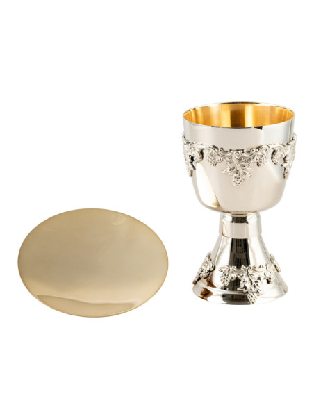 Cáliz niquelado, interior dorado H 17 cm