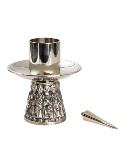 Candelabro de altar niquelado H 75 cm