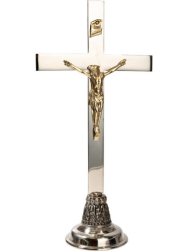 Cruz de altar niquelada H 46 cm