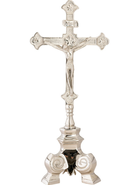 Cruz de altar niquelada H 35 cm