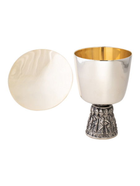 Cáliz niquelado, interior dorado H 15 cm
