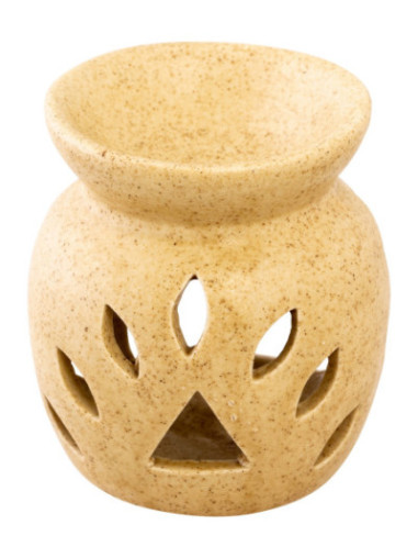 Quemador de incienso de cerámica beige H 8 cm