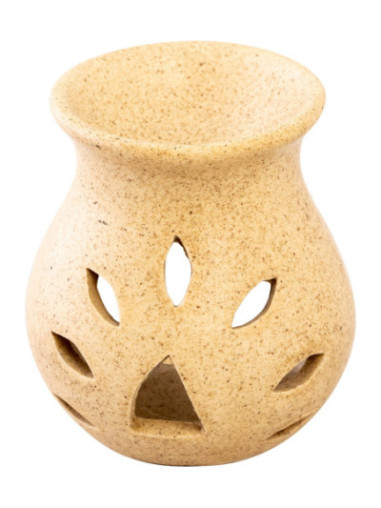 Quemador de esencias de cerámica beige H 9 cm