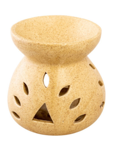 Quemador de incienso de cerámica beige H 10 cm