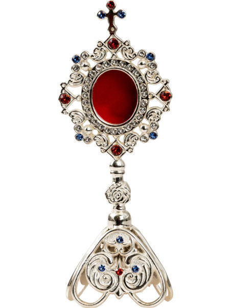 Relicario plateado con piedras H 23 cm