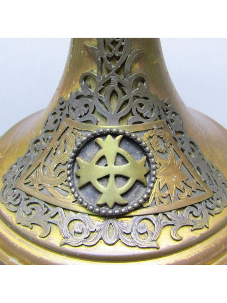 Custodia de metal dorado y plata. España. Principios siglo XX.