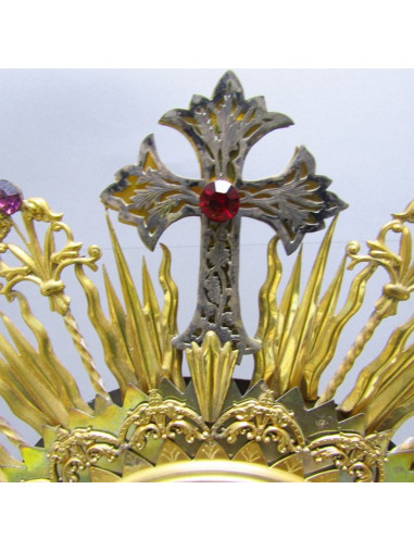 Custodia de metal dorado y plata. España. Principios siglo XX.