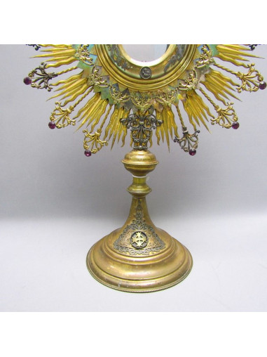 Custodia de metal dorado y plata. España. Principios siglo XX.