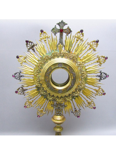 Custodia de metal dorado y plata. España. Principios siglo XX.