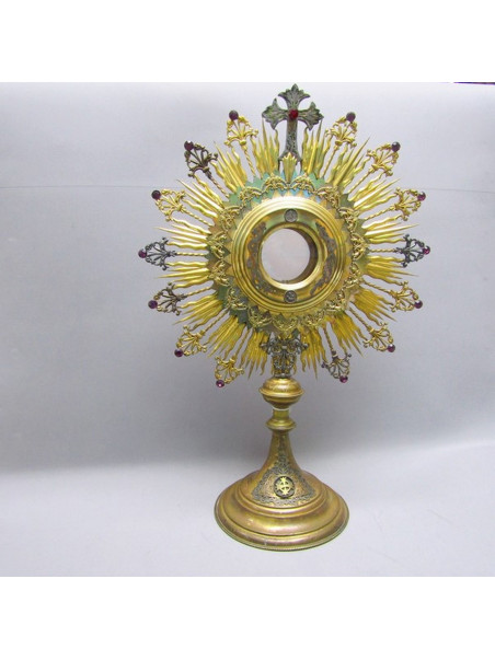 Custodia de metal dorado y plata. España. Principios siglo XX.