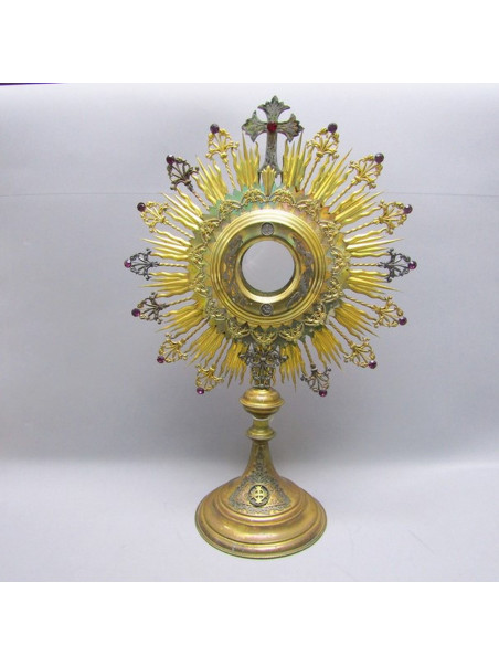 Custodia de metal dorado y plata. España. Principios siglo XX.