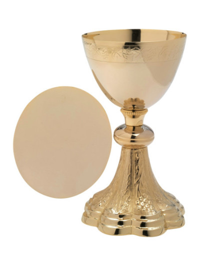 Cáliz con patena dorado H 21,5 cm