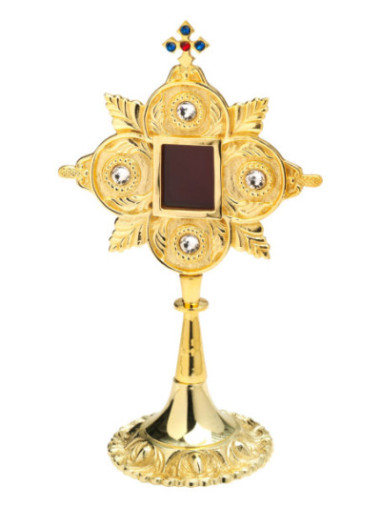 Relicario con piedras dorado H 25 cm