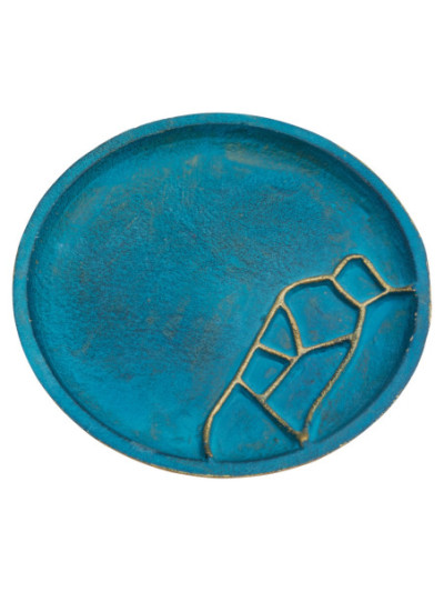 Platillo de aluminio turquesa/oro D 14 cm