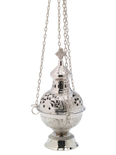 Incensario niquelado H 28 cm