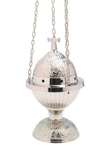 Incensario niquelado H 24 cm