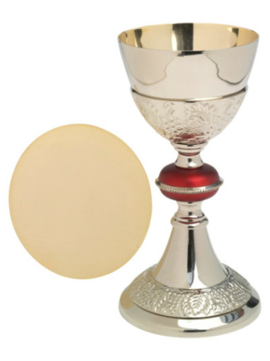 Cáliz niquelado por dentro dorado H 24 cm