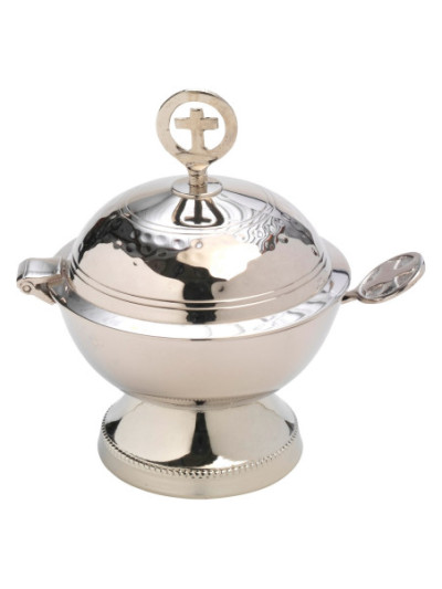 Naveta niquelada con cuchara H 12 cm