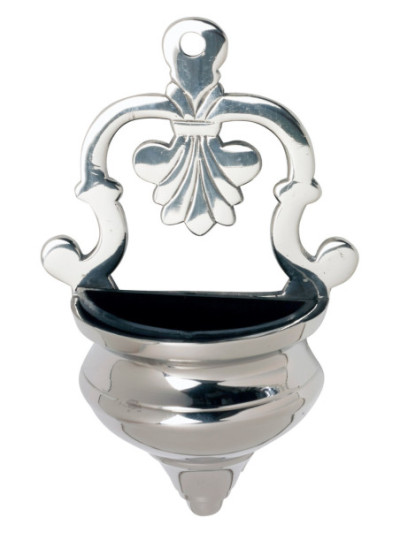 Pila agua bendita niquelada H 17 cm