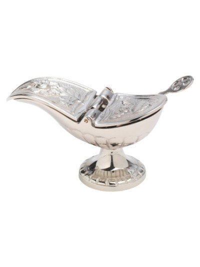 Naveta niquelada con cuchara L 13 H 7 cm