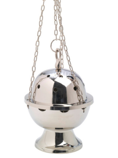Incensario niquelado H 23 cm