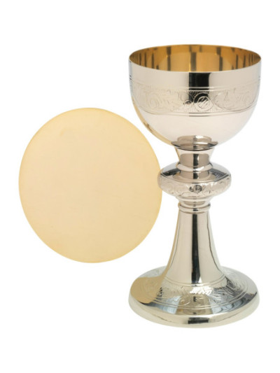 Cáliz niquelado por dentro dorado H 20 cm
