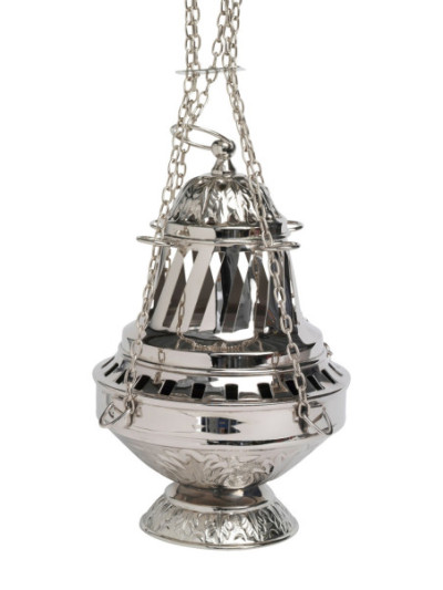 Incensario niquelado H 27 cm