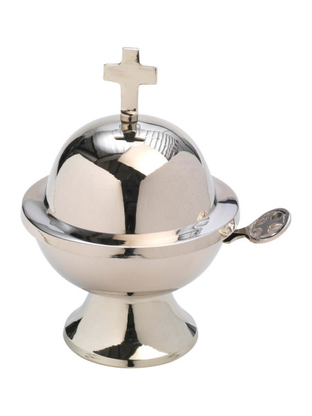 Naveta niquelada con cuchara H 13 cm
