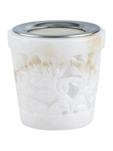 Quemador de incienso esteatita blanco H 6,5 cm
