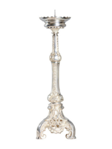 Candelero plateado H 50 cm