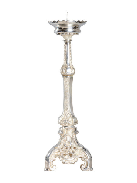 Candelero plateado H 50 cm