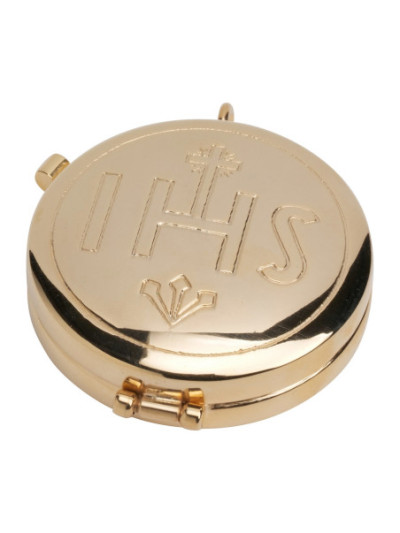 Contenedor de hostias "IHS" dorado D 5,5 cm